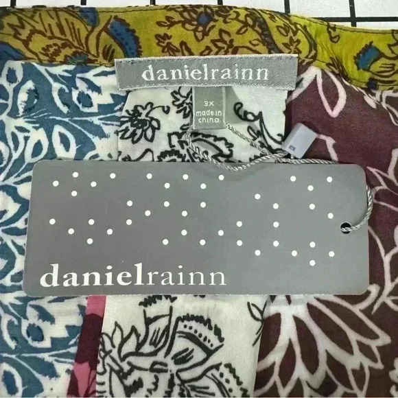 NWT 3XL Daniel Rainn Long Sleeve Scoop V-Neck Floral Boho Inspired Tunic Blouse - Picture 9 of 13